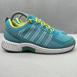 OrthoFeet 986 Coral Womens Size 8 (D) WIDE Shoes Teal Stretch Knit Walking
